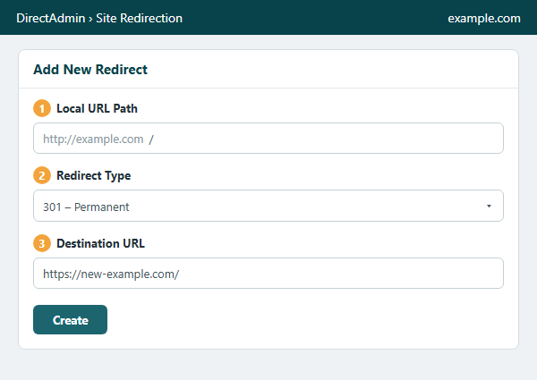 ظپط±ظ… Add New Redirect ط¯ط± ط¯ط§غŒط±ع©طھ ط§ط¯ظ…غŒظ†